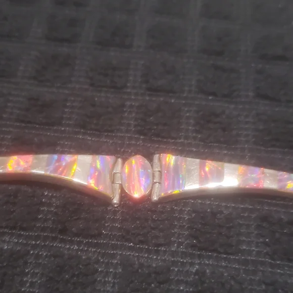 Mexico Sterling Silver Handcrafted Brown Opal Bracelet - Picture 10 of 13